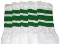Skatersocks 14in Tube Socks - White With Green Stripes