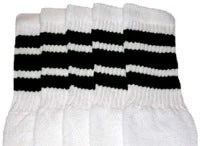 Skatersocks 14in Tube Socks - White With Black Stripes