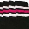 Skatersocks 14in Tube Socks - Black With White/Hot Pink Stripes