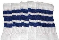 Skatersocks 14in Tube Socks - White With Royal Blue Stripes