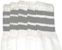Skatersocks 14in Tube Socks - White With Gray Stripes