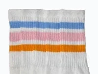 Skatersocks 14in Tube Socks - Baby Blue/Baby Pink/Gold Stripe