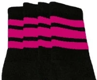 Skatersocks 22in Tube Socks - Black With Hot Pink Stripes