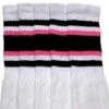 Skatersocks 22in Tube Socks - White With Triple Black/Double Bubblegum Pink Stripes