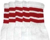 Skatersocks 22in Tube Socks - White With Red Stripes