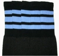 Skatersocks 22in Tube Socks - Black With Baby Blue Stripes