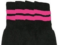 Skatersocks 22in Tube Socks - Black With Double Bubblegum Pink Stripes