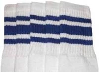 Skatersocks 22in Tube Socks - White With Royal Blue Stripes