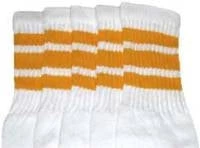 Skatersocks 22in Tube Socks - White With Gold Stripes