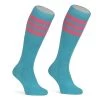 Skatersocks 22in Tube Socks - Aqua Tube Socks With Bubble Gum Pink Stripes (Made In Italy)