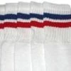 Skatersocks 22in Tube Socks - White With Royal Blue/Red Stripes