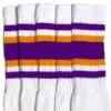 Skatersocks 22in Tube Socks - White With Purple/Gold Stripes