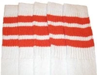 Skatersocks 22in Tube Socks - White With Orange Stripes