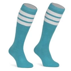 Skatersocks 22in Tube Socks - Aqua Tube Socks With White Stripes (Made In Italy)