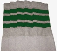 Skatersocks 22in Tube Socks - Grey With Green Stripes