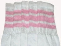 Skatersocks 22in Tube Socks - White With Baby Pink Stripes