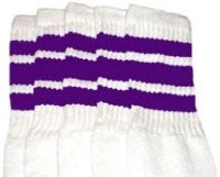 Skatersocks 22in Tube Socks - White With Purple Stripes