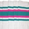 Skatersocks 22in Tube Socks - White With Teal/Hot Pink Stripes