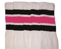 Skatersocks 22in Tube Socks - White With Thick Black/Bubblegum Pink Stripes
