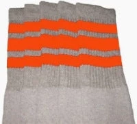 Skatersocks 22in Tube Socks - Grey With Orange Stripes