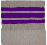 Skatersocks 22in Tube Socks - Grey With Purple Stripes