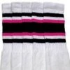 Skatersocks 22in Tube Socks - White With Triple Black/Double Hot Pink Stripes