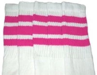 Skatersocks 22in Tube Socks - White With Hot Pink Stripes