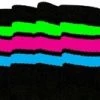 Skatersocks 22in Tube Socks - Black With Neon Green/Hot Pink/Baby Blue Stripes