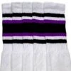 Skatersocks 22in Tube Socks - White With Purple/Black Stripes