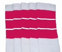 Skatersocks 22in Tube Socks - White With Wide Hot Pink Stripes