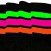 Skatersocks 22in Tube Socks - Black With Neon Green/Hot Pink/Orange Stripes