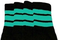 Skatersocks 22in Tube Socks - Black With Aqua Stripes