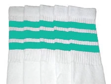 Skatersocks 22in Tube Socks - White With Aqua Stripes