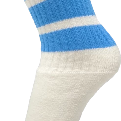 Skatersocks 14in Tube Socks - White With Baby Blue Stripes