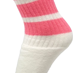 Skatersocks 14in Tube Socks - White With Bubblegum Pink Stripes