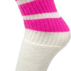 Skatersocks 14in Tube Socks - White With Hot Pink Stripes