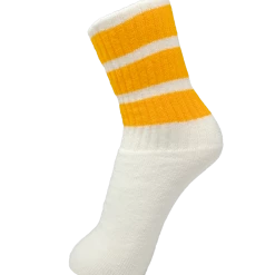 Skatersocks 14in Tube Socks - White With Gold Stripes