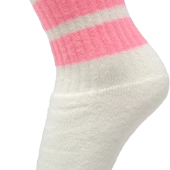Skatersocks 14in Tube Socks - White With Baby Pink Stripes