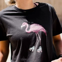 Fritzy's Roller Skate Shop Fritzy's Flamingo Crop T-shirt Extras