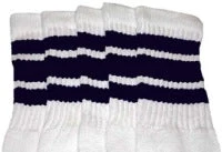 Skatersocks 22in Tube Socks - White With Navy Blue Stripes