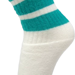Skatersocks 14in Tube Socks - White With Teal Stripes