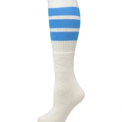 Skatersocks 22in Tube Socks - White With Baby Blue Stripes