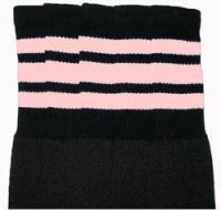 Skatersocks 22in Tube Socks - Black With Baby Pink Stripes