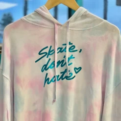 Fritzy's Roller Skate Shop "Skate Don't Hate" Crop Hoodie - Tie Dye